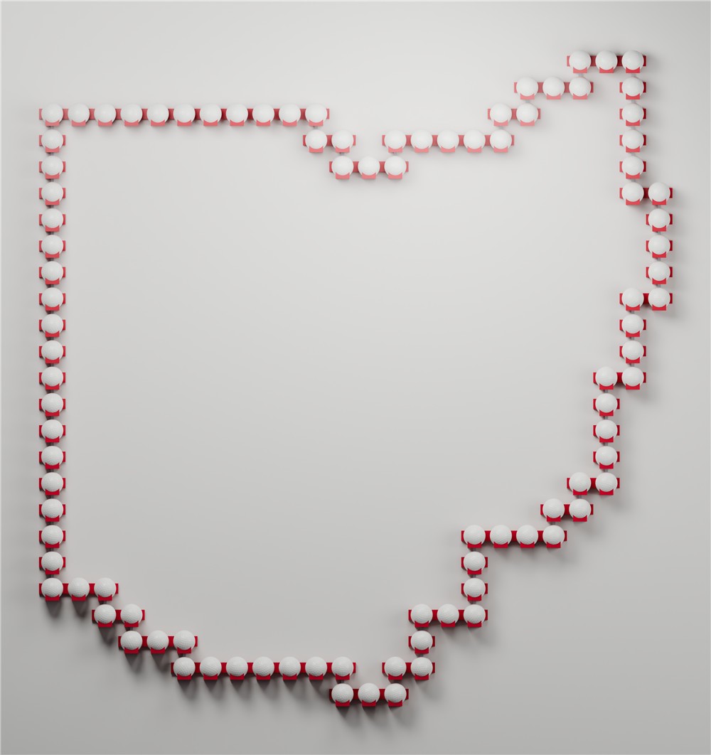 Front model rendering of the larger Ohio outline display